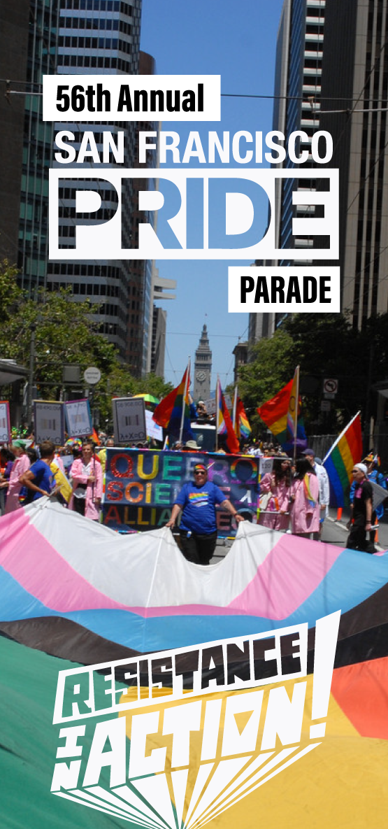 SF Pride Parade contingents marching down Market Street