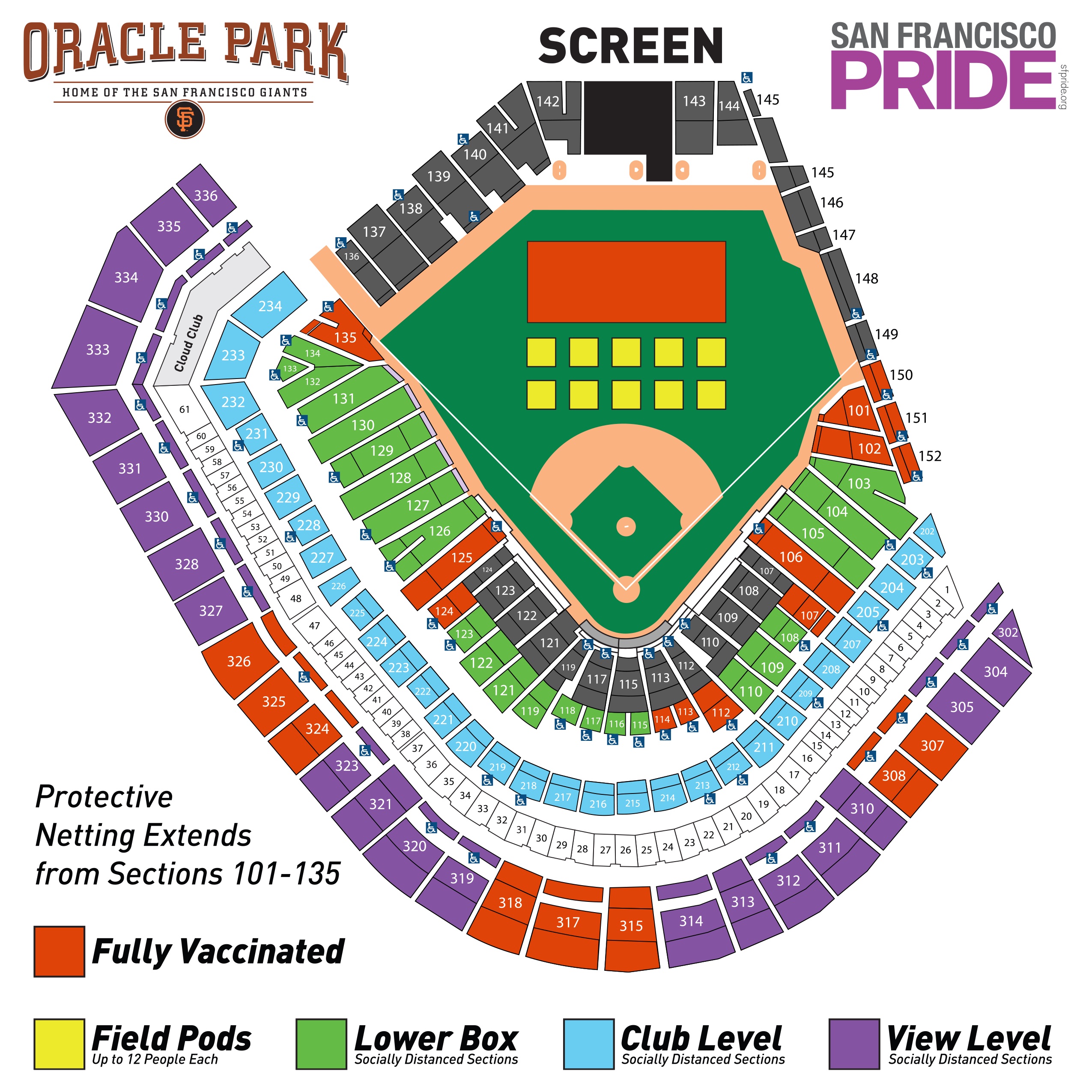 oracle park seating chart noting each section of seats